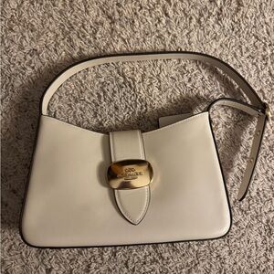 Coach Cream Leather Shoulder Bag with Gold Accent